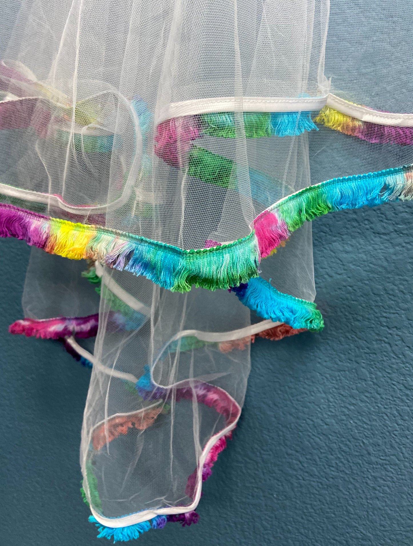 Hand Tie-Dyed Fringe Trimmed Bachelorette Party Veil